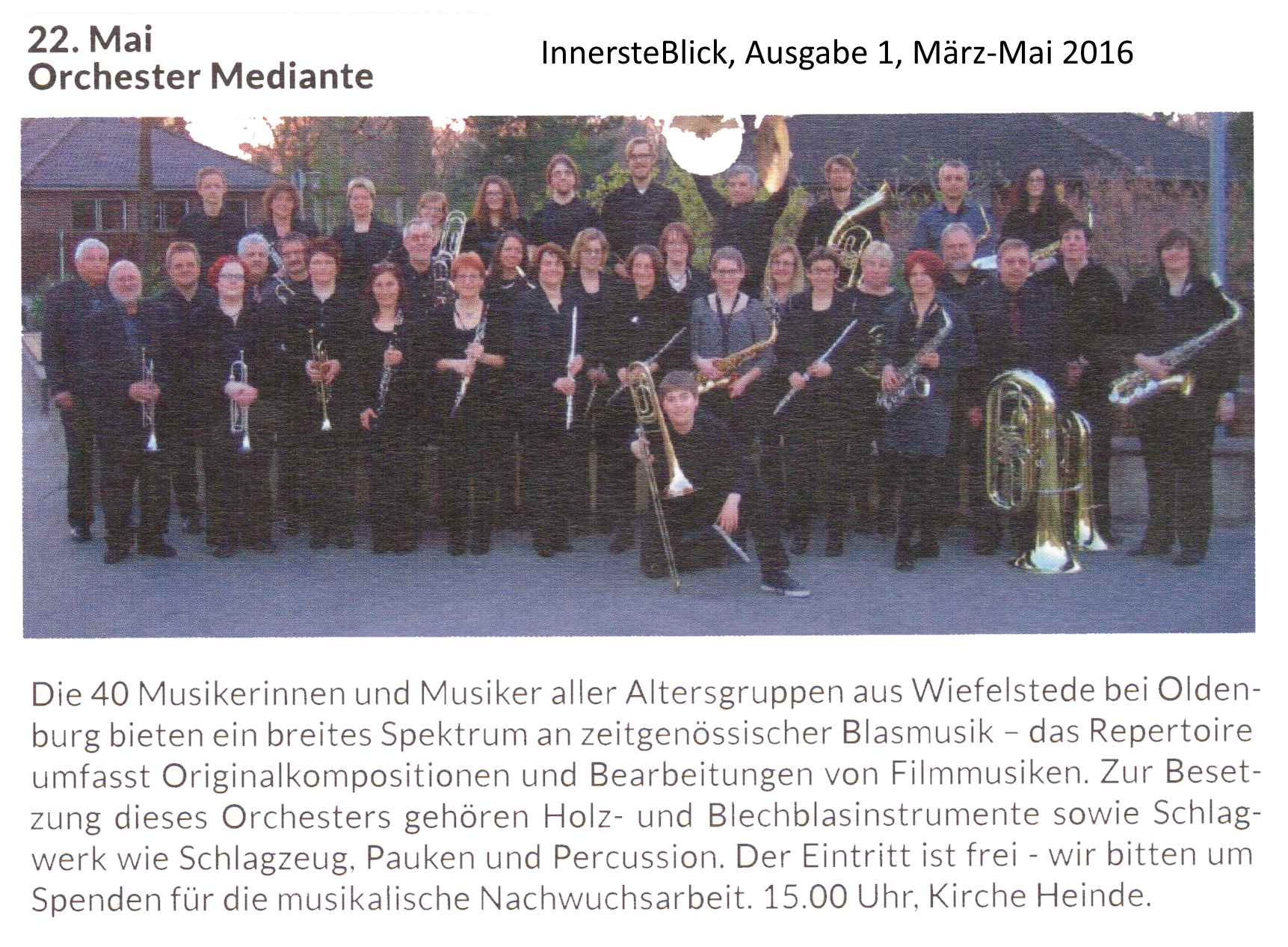 Artikel in der Zeitschrift InnersteBlick (Gemeindebrief der Ev.-luth. Kirchengemeinde Innerstetal, Ausgabe 1, Mrz-Mai 2016