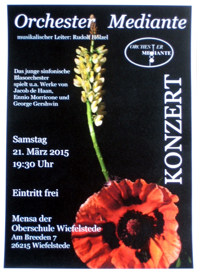 Plakat Frhjahrskonzert in der Aula der Oberschule Wiefelstede am 21. Mrz 2015 um 19:30