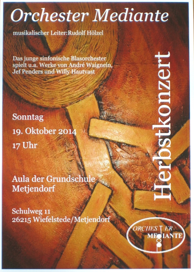 Plakat Herbstkonzert in der Metjendorfer Grundschule am 19.10.2014 um 17 Uhr