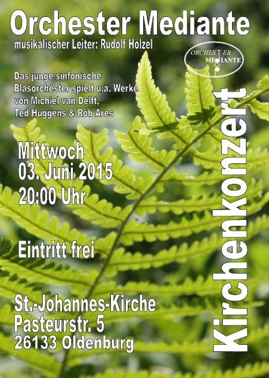 Plakat fr das Kirchenkonzert in Kreyenbrck am Mittwoch, 3. Juni 2015 um 20 Uhr in der St.-Johannes-Kirche